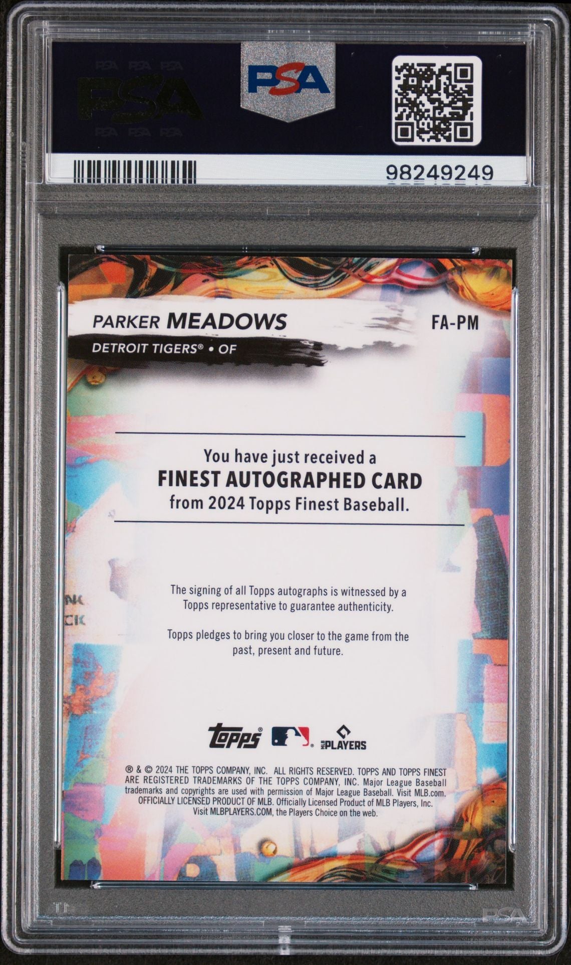 2024 Finest Green Refractor Parker Meadows #FA-PM RC Auto /75 PSA 10