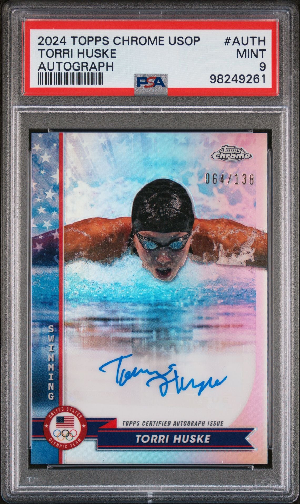 2024 Topps Chrome USOP Torri Huske #AUTH Auto /138 PSA 9