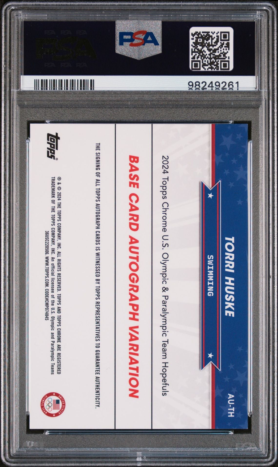 2024 Topps Chrome USOP Torri Huske #AUTH Auto /138 PSA 9