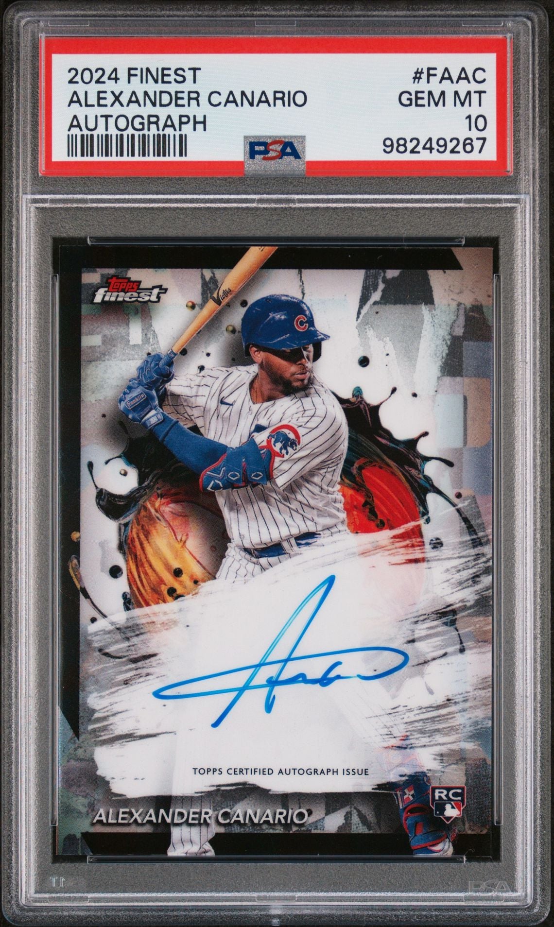 2024 Topps Finest Alexander Canario #FA-AC RC Auto PSA 10