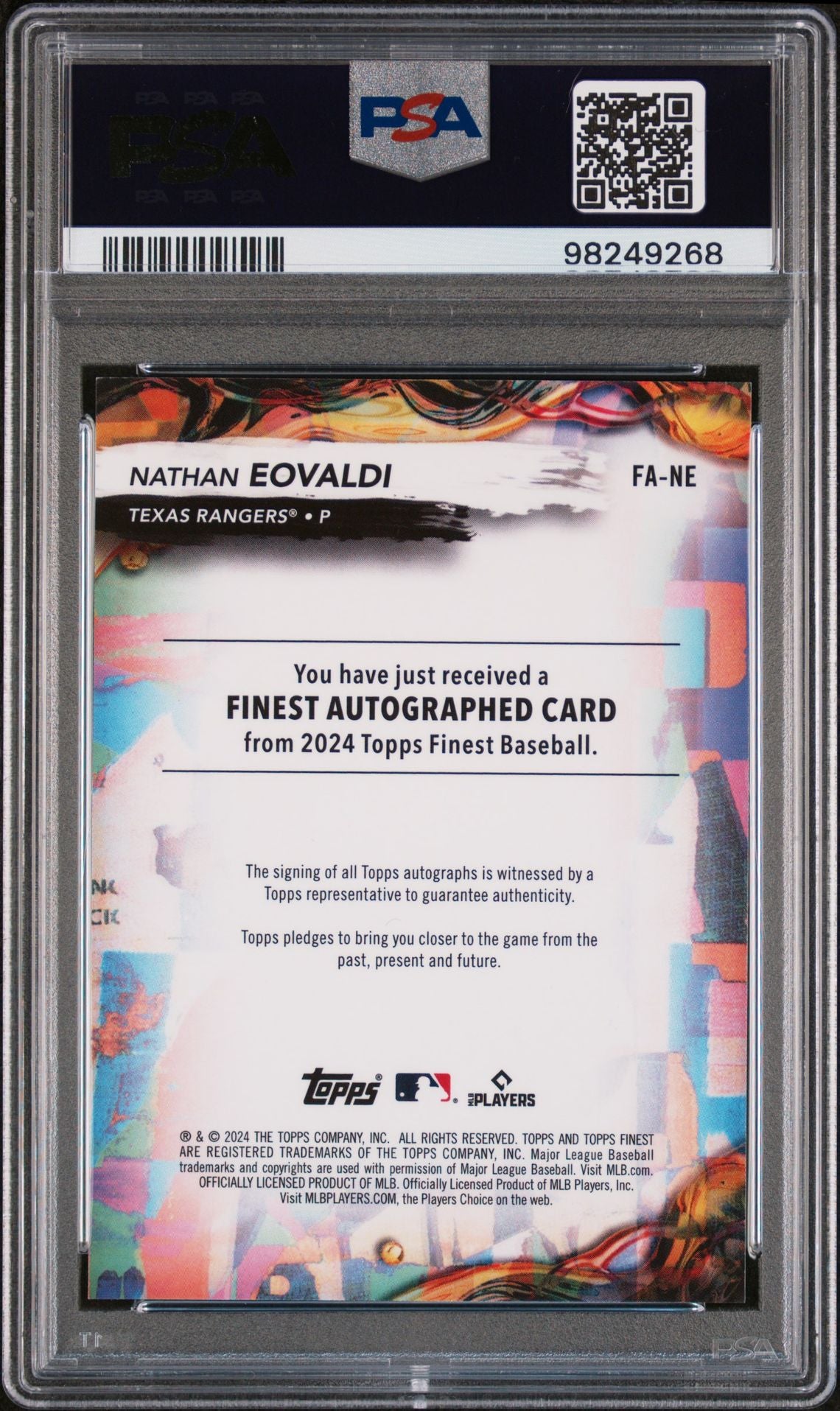 2024 Topps Finest Auto Nathan Eovaldi PSA 10