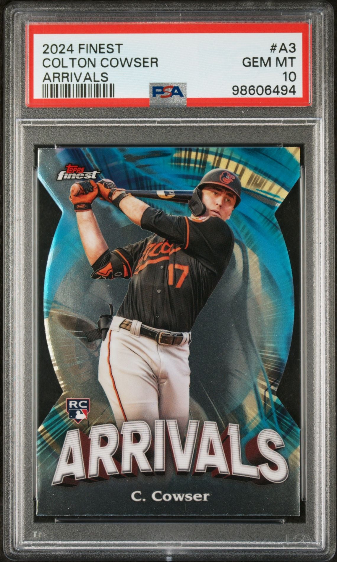 2024 Topps Finest Arrivals Colton Cowser #A3 RC PSA 10