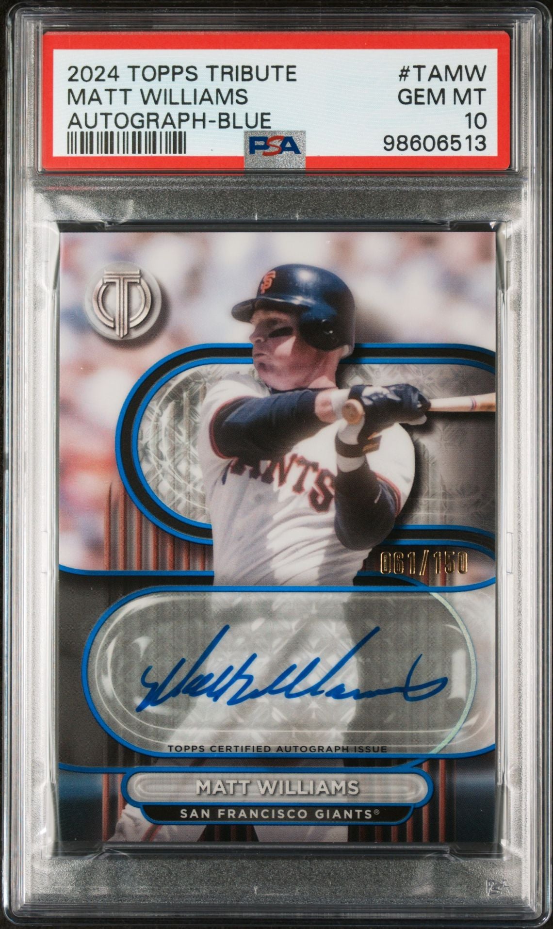 2024 Topps Tribute Blue Matt Williams #TAMW Auto /150 PSA 10