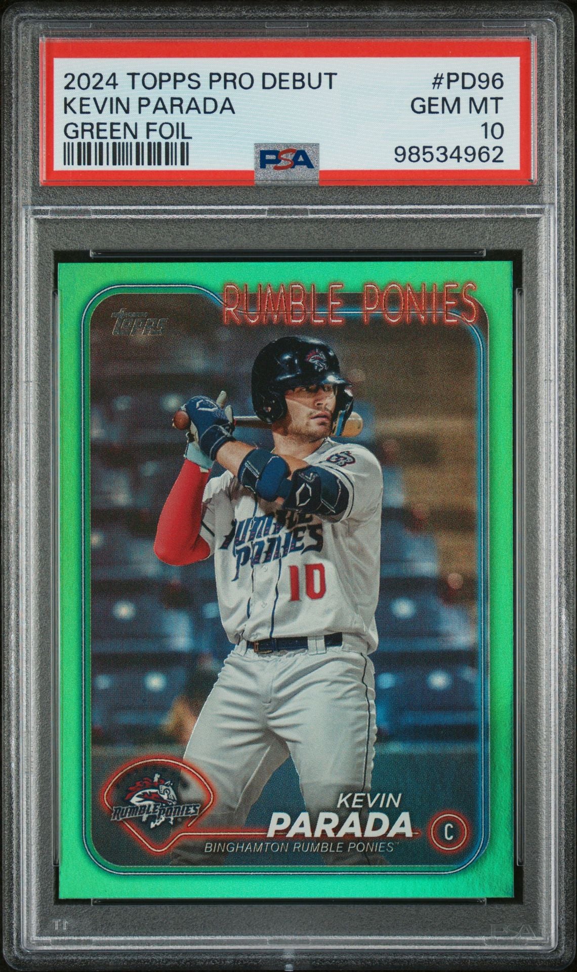 2024 Topps Pro Debut Green Foil Kevin Parada #PD-96 /99 PSA 10