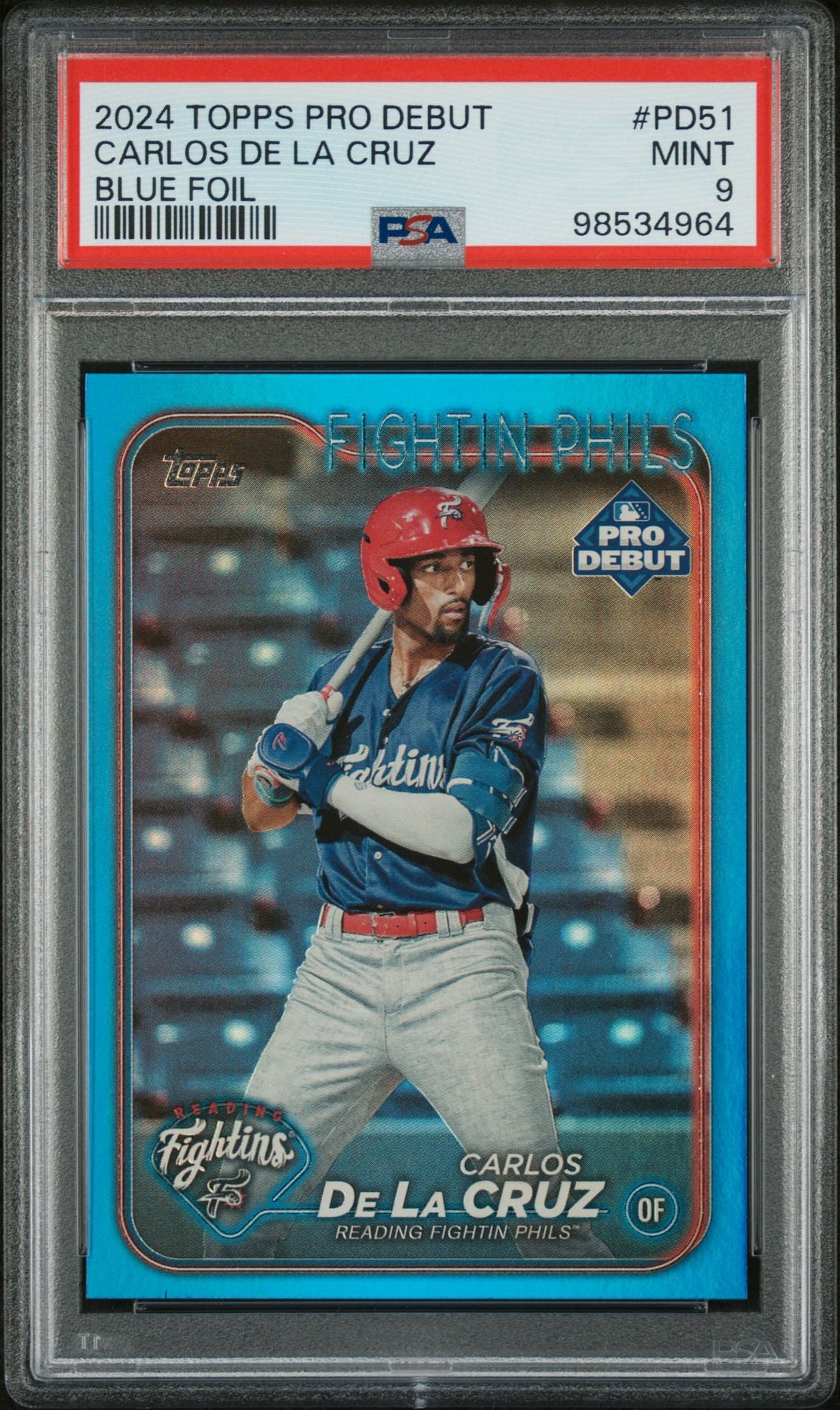 2024 Topps Pro Debut Blue Foil Carlos De La Cruz #PD51 /150 PSA 9