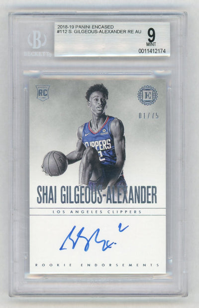2018-19 Panini Encased Shai Gilgeous-Alexander #112 Rookie Endorsements Auto /75 BGS 9