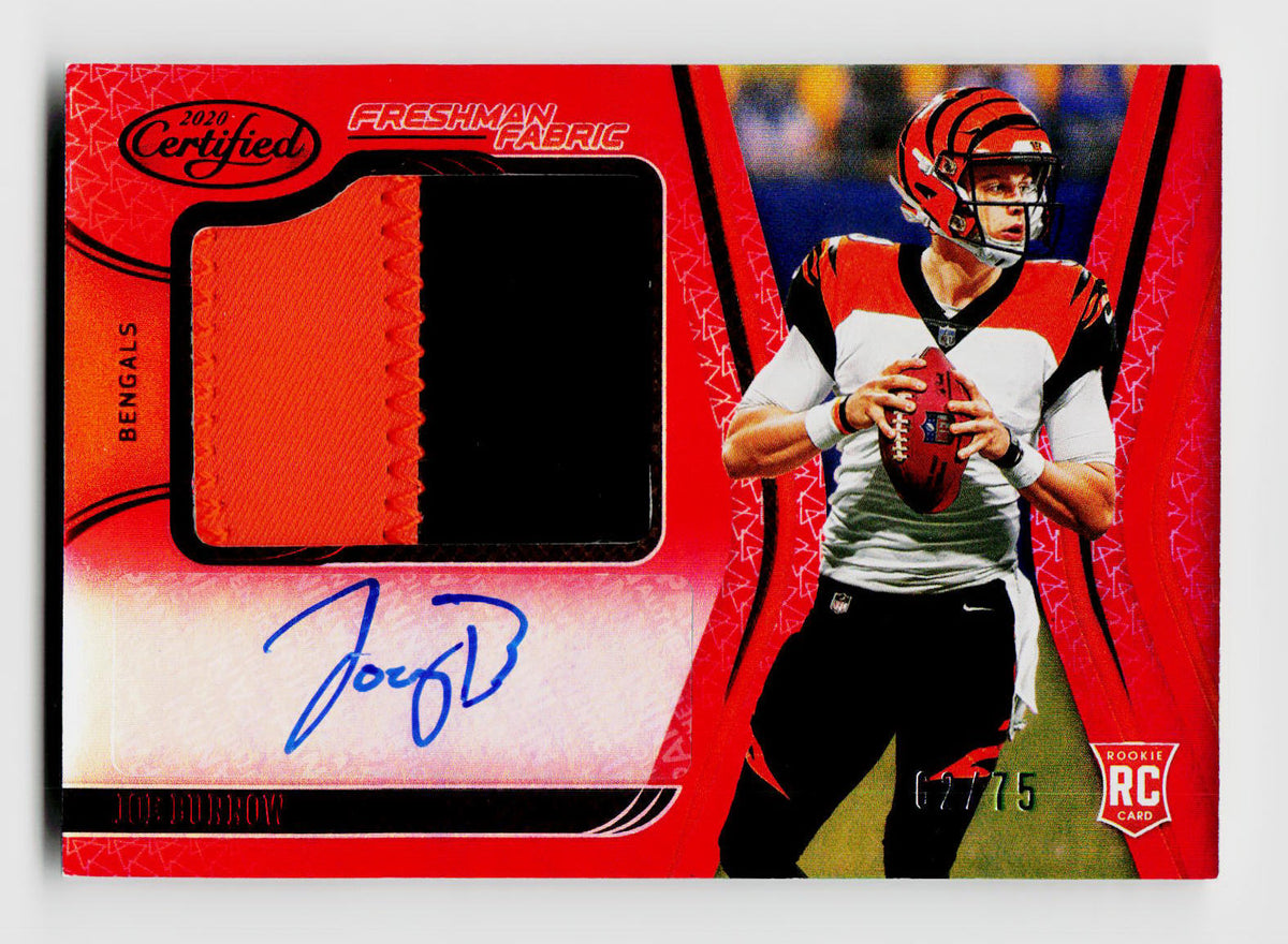 2020 Panini Certified #201 Joe Burrow Rookie Patch Auto /75 Red