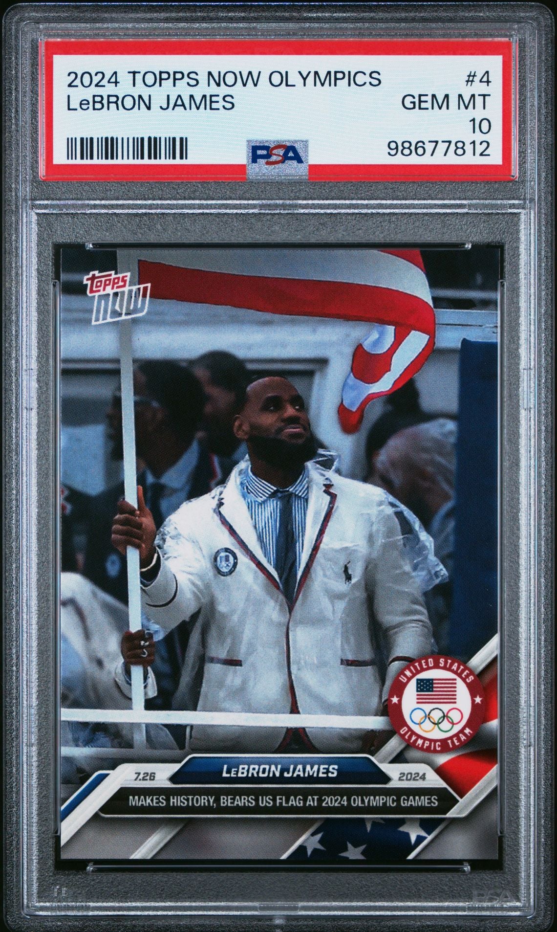 2024 Topps Now Olympics #4 LeBron James PSA 10