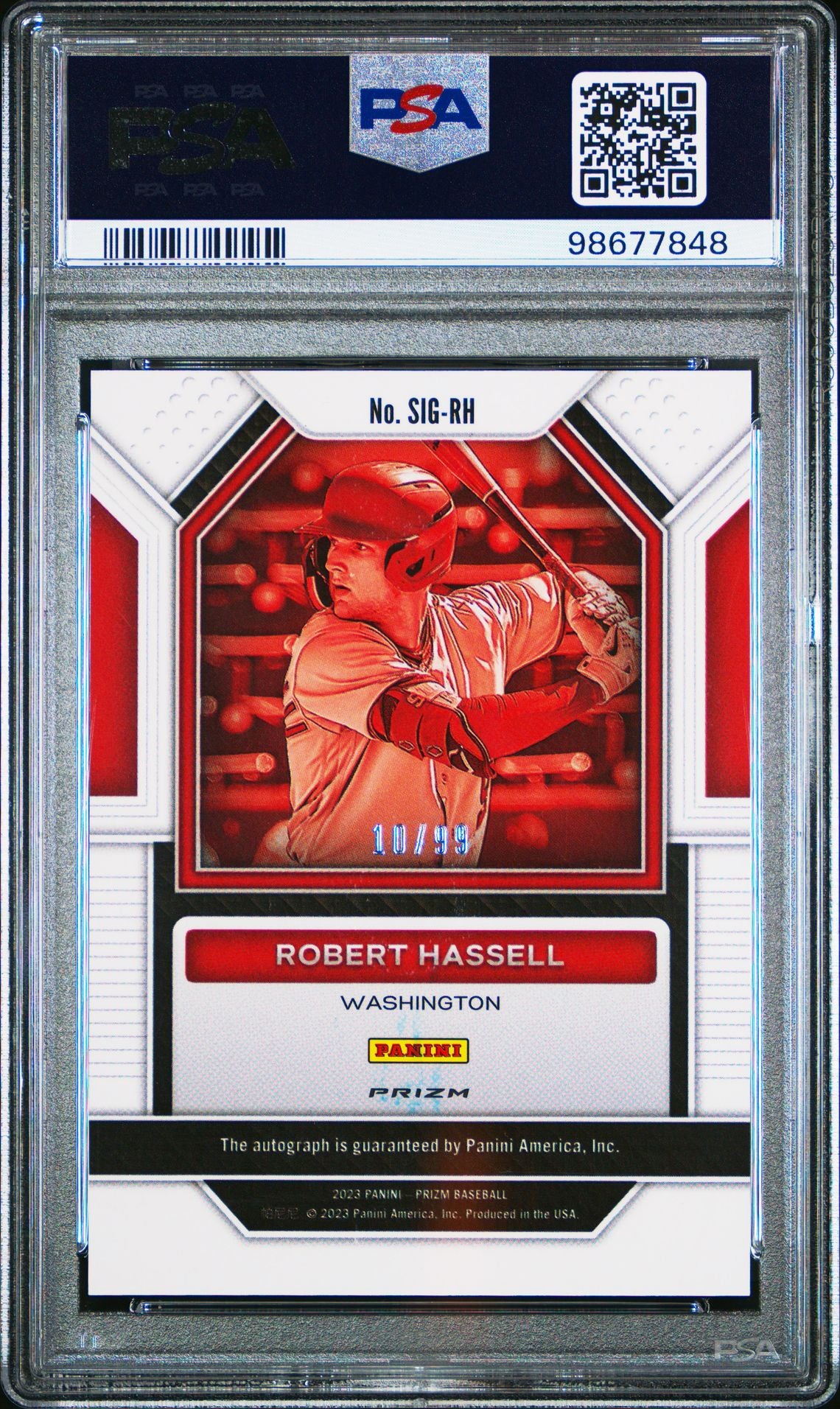 2023 Panini Prizm Purple Prizm Robert Hassell #SIGRH Auto /99 PSA 10