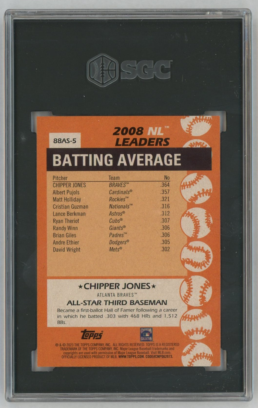 2023 Topps 1988 Design All-Star Chipper Jones #88AS-5 SGC 10