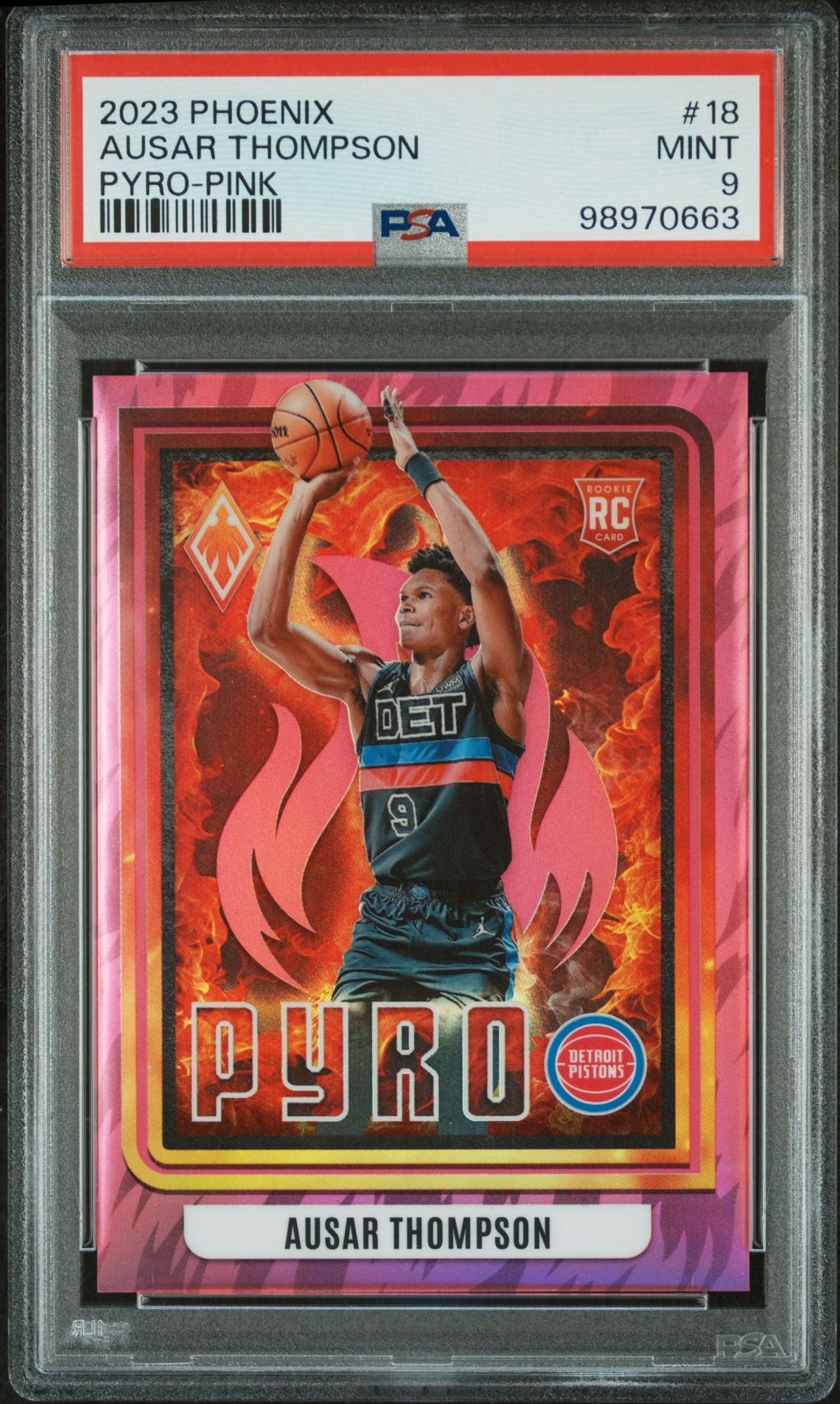 2023 Panini Phoenix Pyro #18 Ausar Thompson Pink PSA 9