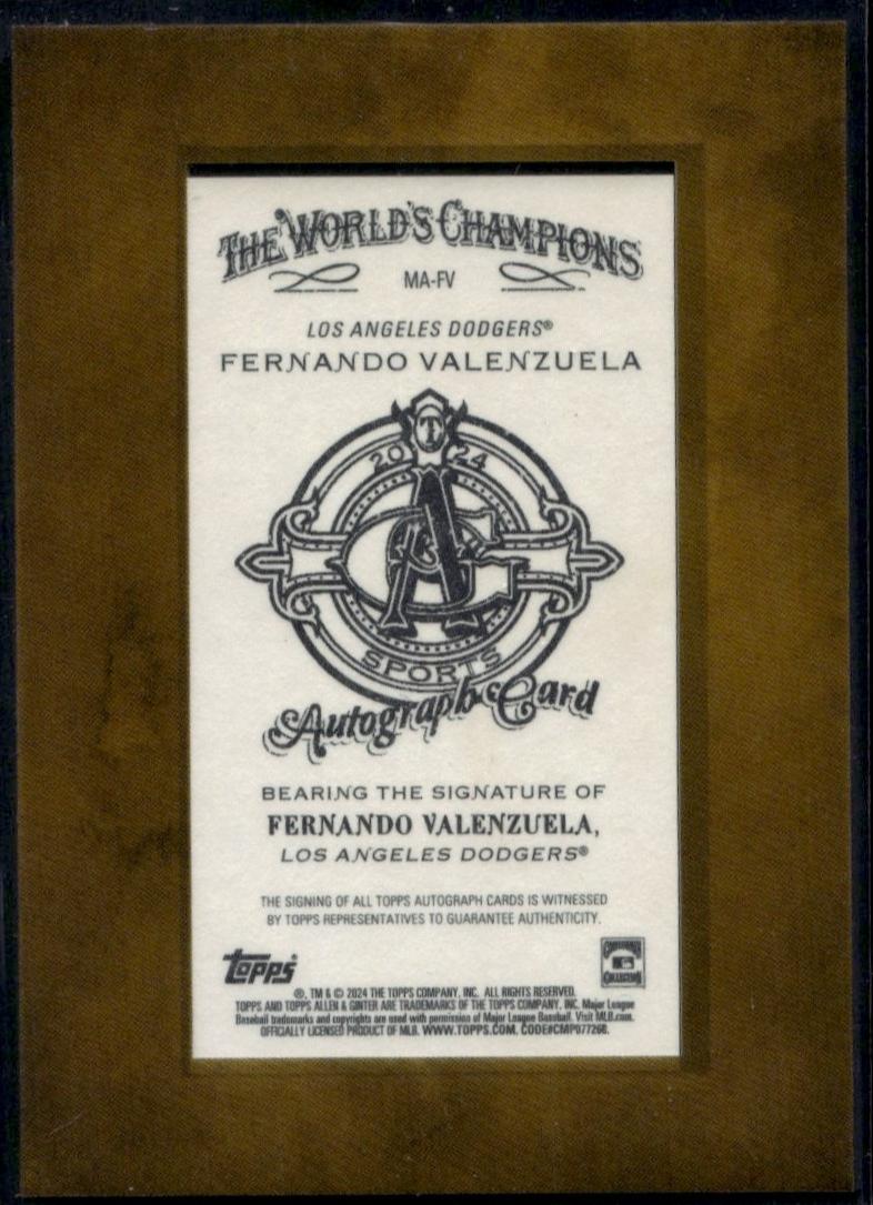 2024 Topps Allen & Ginter Fernando Valenzuela #MA-FV Auto /10