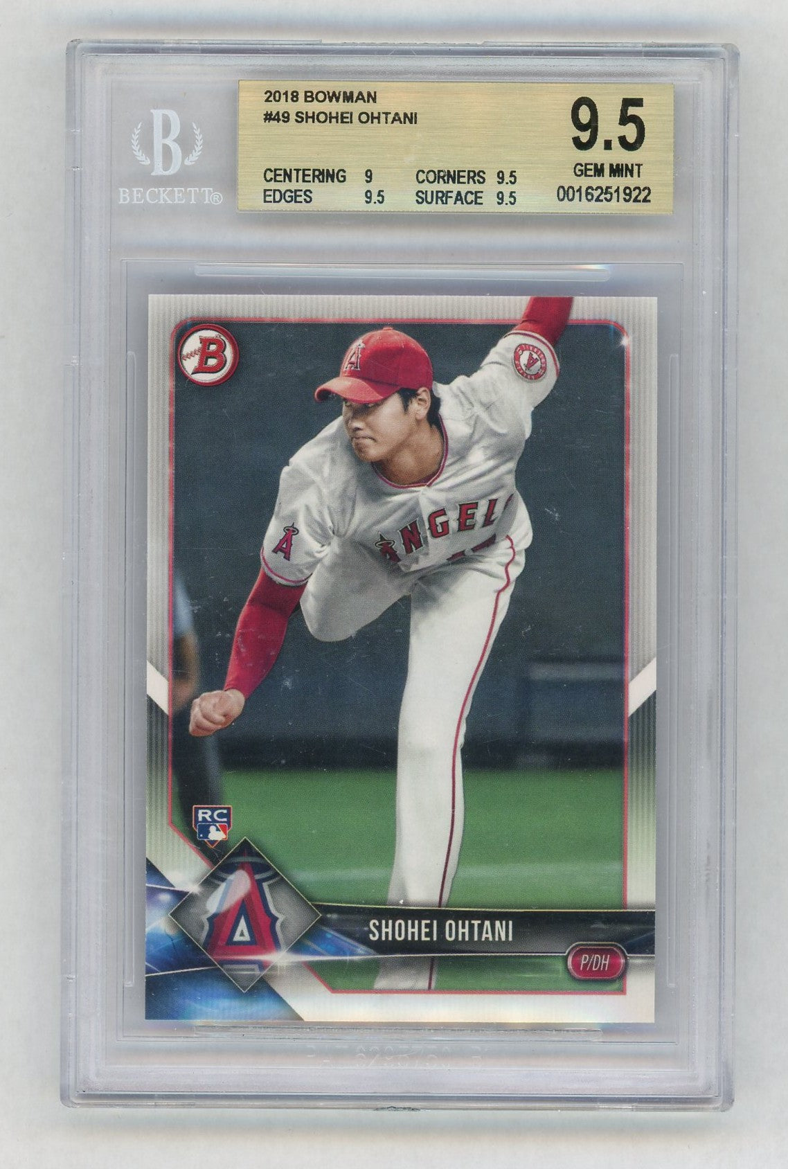 2018 Bowman Shohei Ohtani Rookie RC #49 BGS 9.5