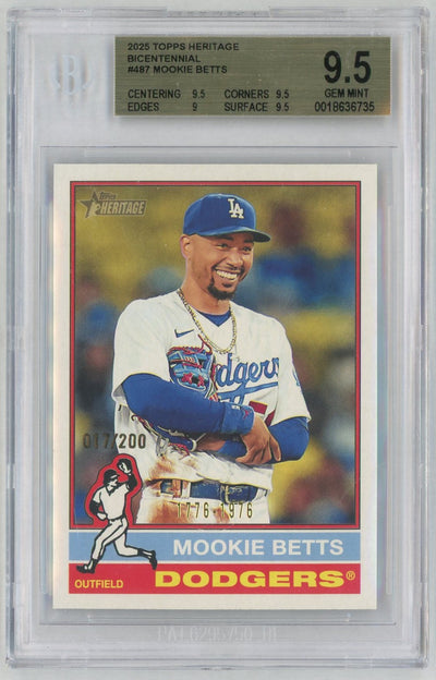 2025 Topps Heritage #487 Mookie Betts Bicentennial /200 BGS 9.5