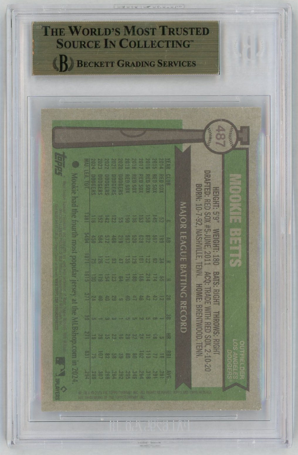 2025 Topps Heritage #487 Mookie Betts Bicentennial /200 BGS 9.5