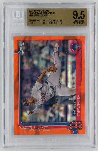 2025 Topps Chrome #127 Rafael Devers Orange Lava Refractor /25 BGS 9.5
