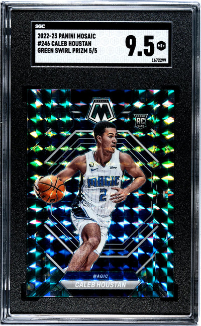 2022-23 Panini Mosaic Caleb Houstan #246 Green Swirl Prizm /5 SGC 9.5