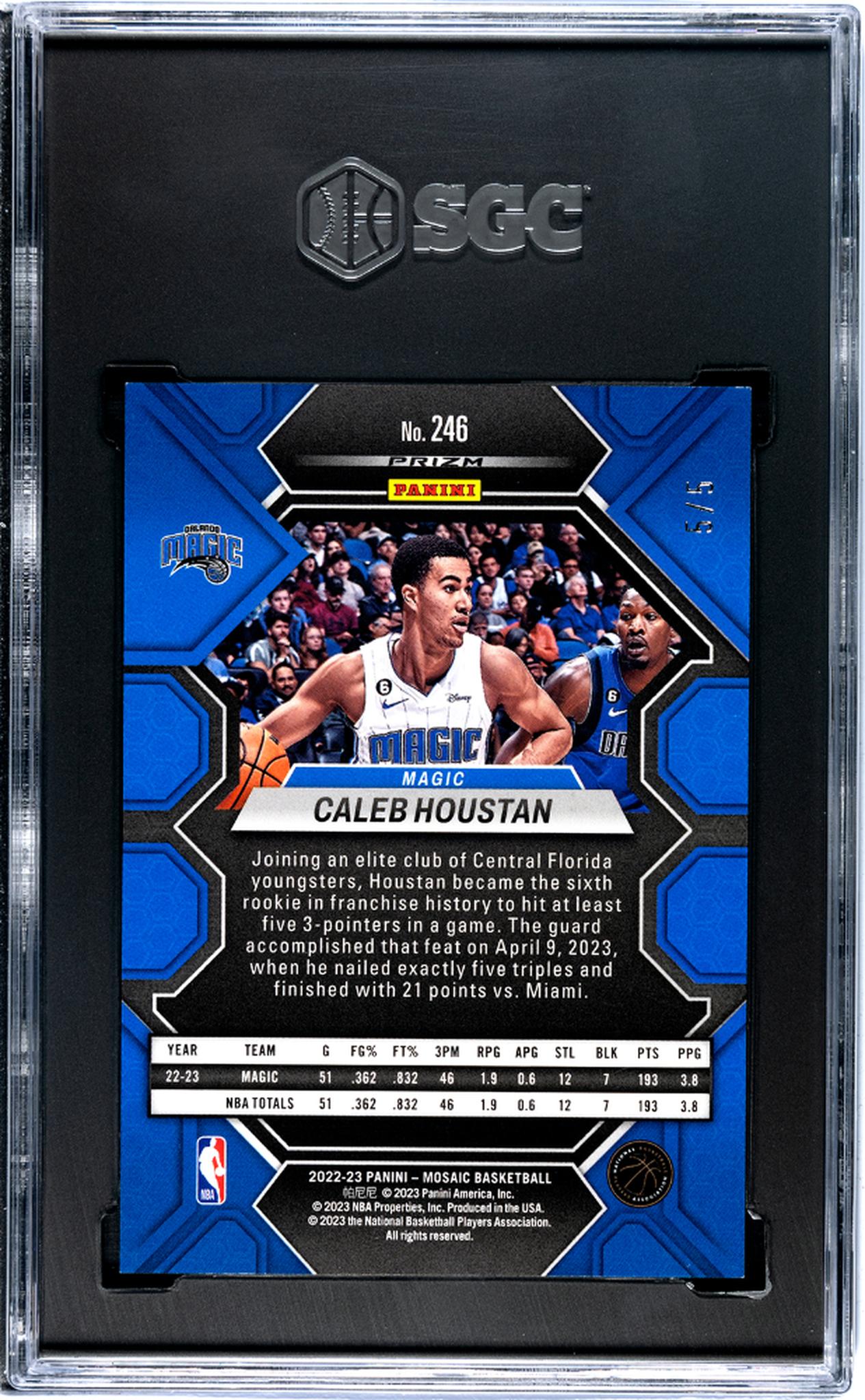 2022-23 Panini Mosaic #246 Caleb Houstan Green Swirl Prizm 5/5 SGC 9.5