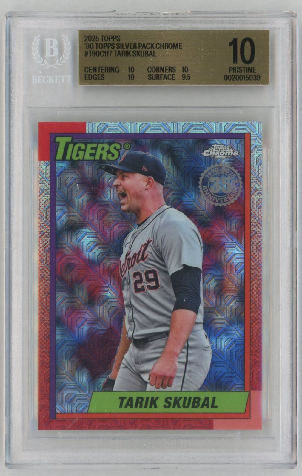 2025 Topps Chrome 1990 Silver Pack Tarik Skubal Mojo BGS Pristine 10