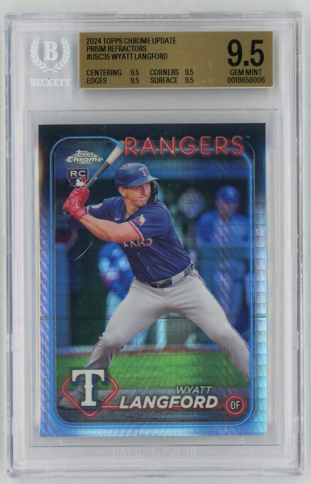 2024 Topps Chrome Update #USC35 Wyatt Langford Prism Refractor Rookie RC BGS 9.5