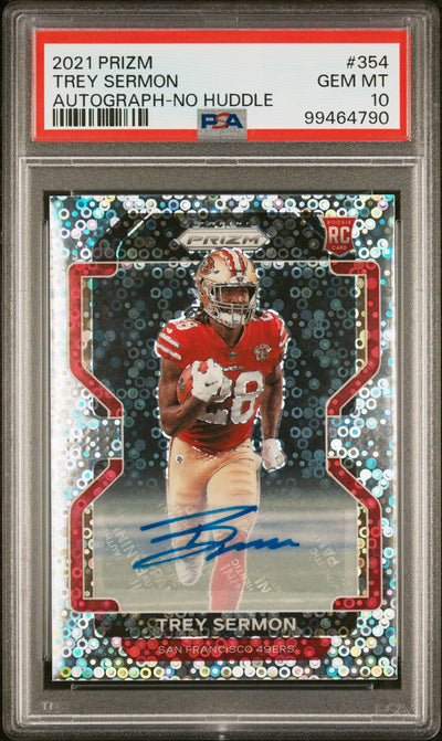 2021 Prizm Trey Sermon #354 Autograph-No Huddle PSA 10