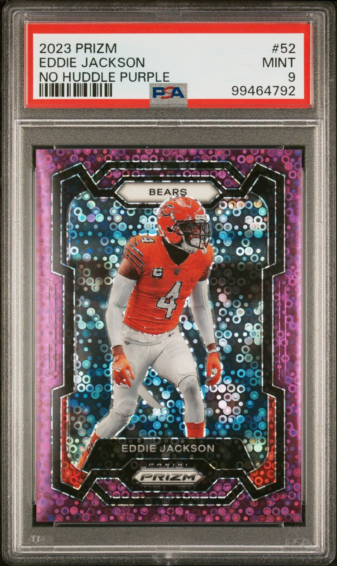 2023 Prizm No Huddle Purple Eddie Jackson #52 /35 PSA 9