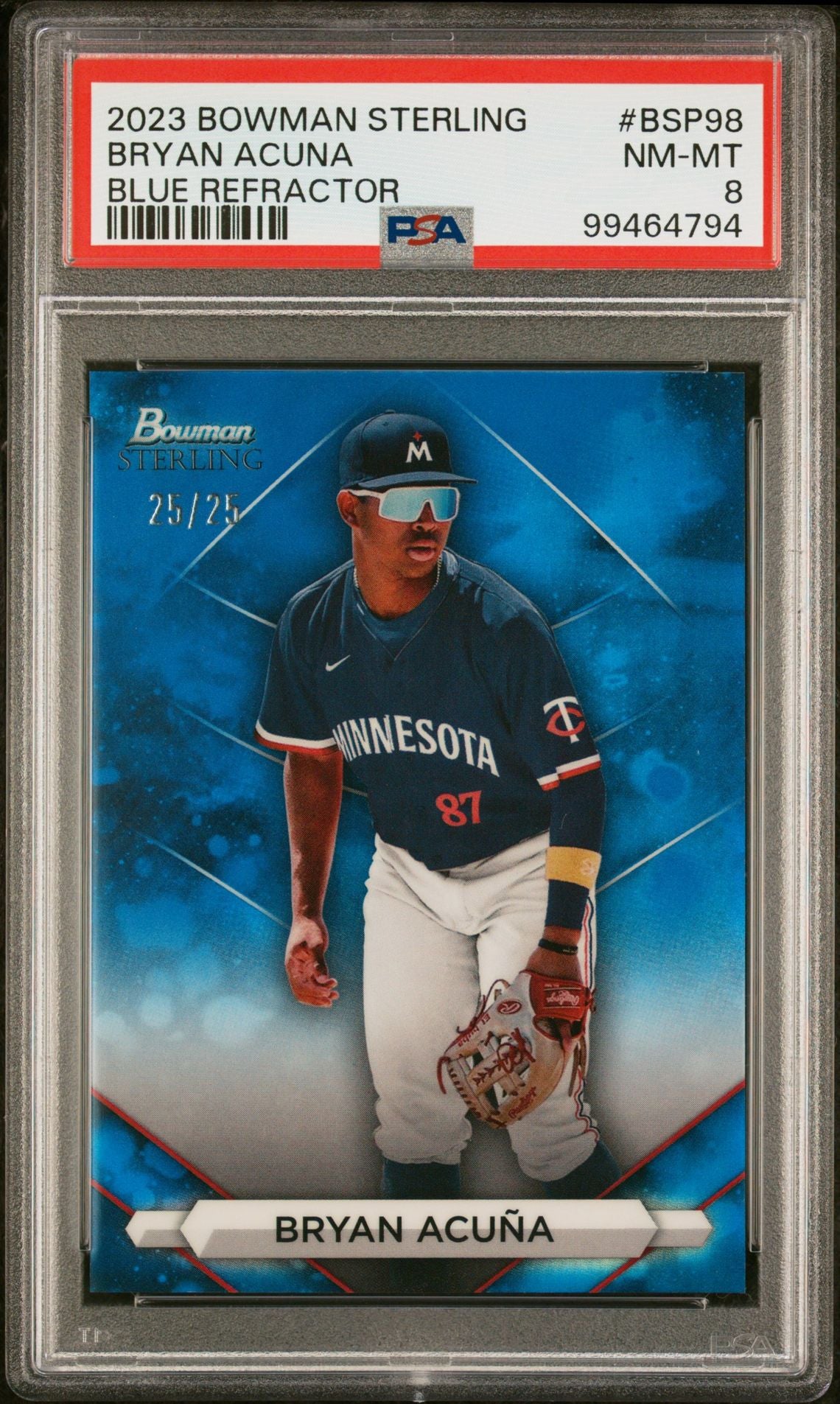 2023 Bowman Sterling #BSP98 Bryan Acuna Blue Refractor PSA 8