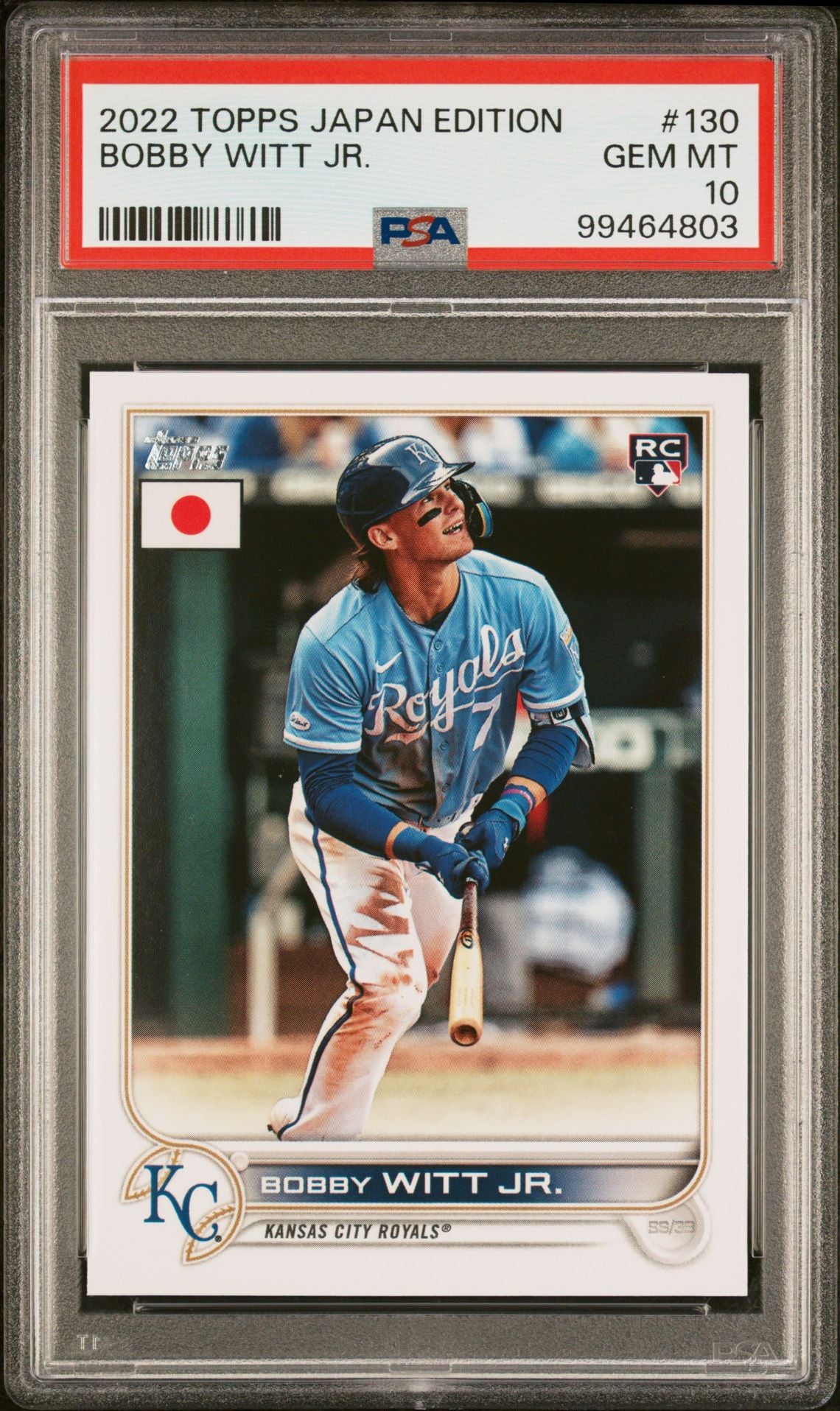 2022 Topps #130 Bobby Witt Jr. Japan Edition Rookie PSA 10 Gem Mint