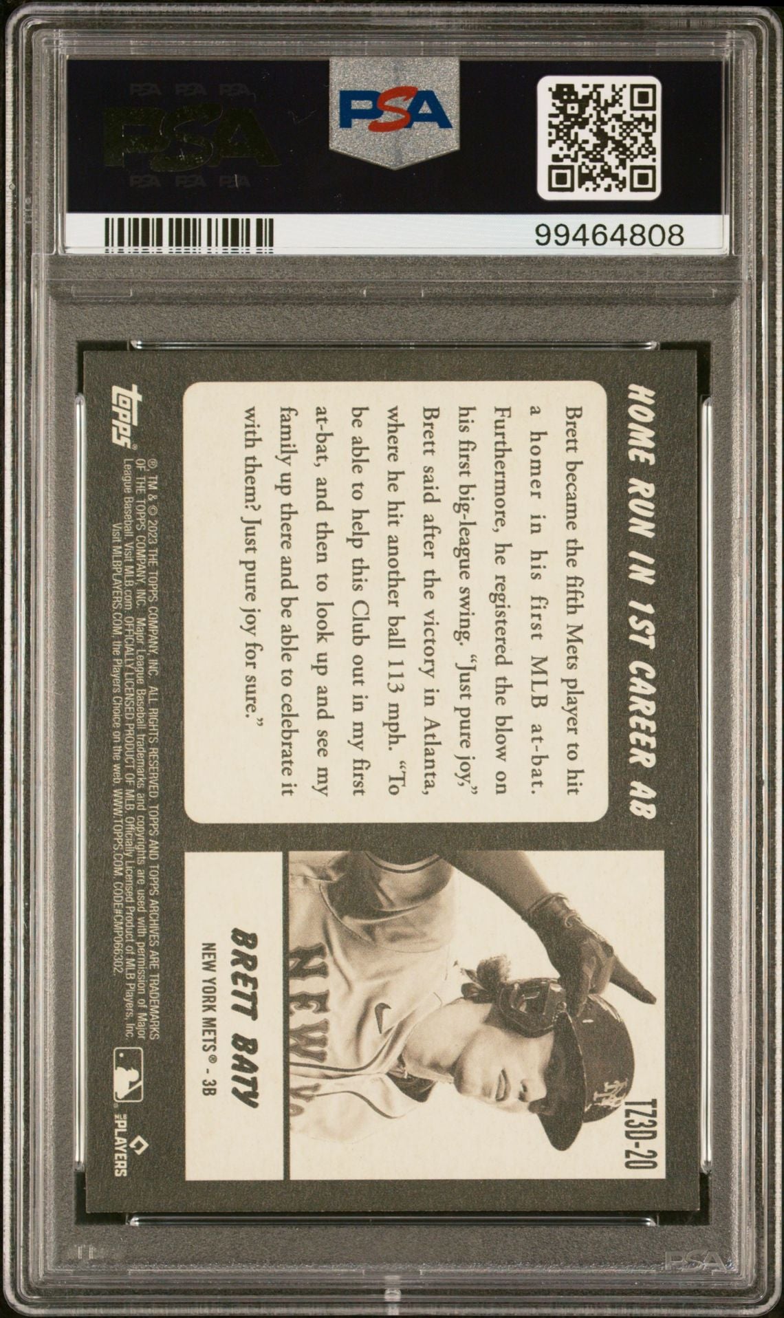 2023 Topps Archives 1954 Tarzan 3d #TZ3D20 Brett Baty PSA 8