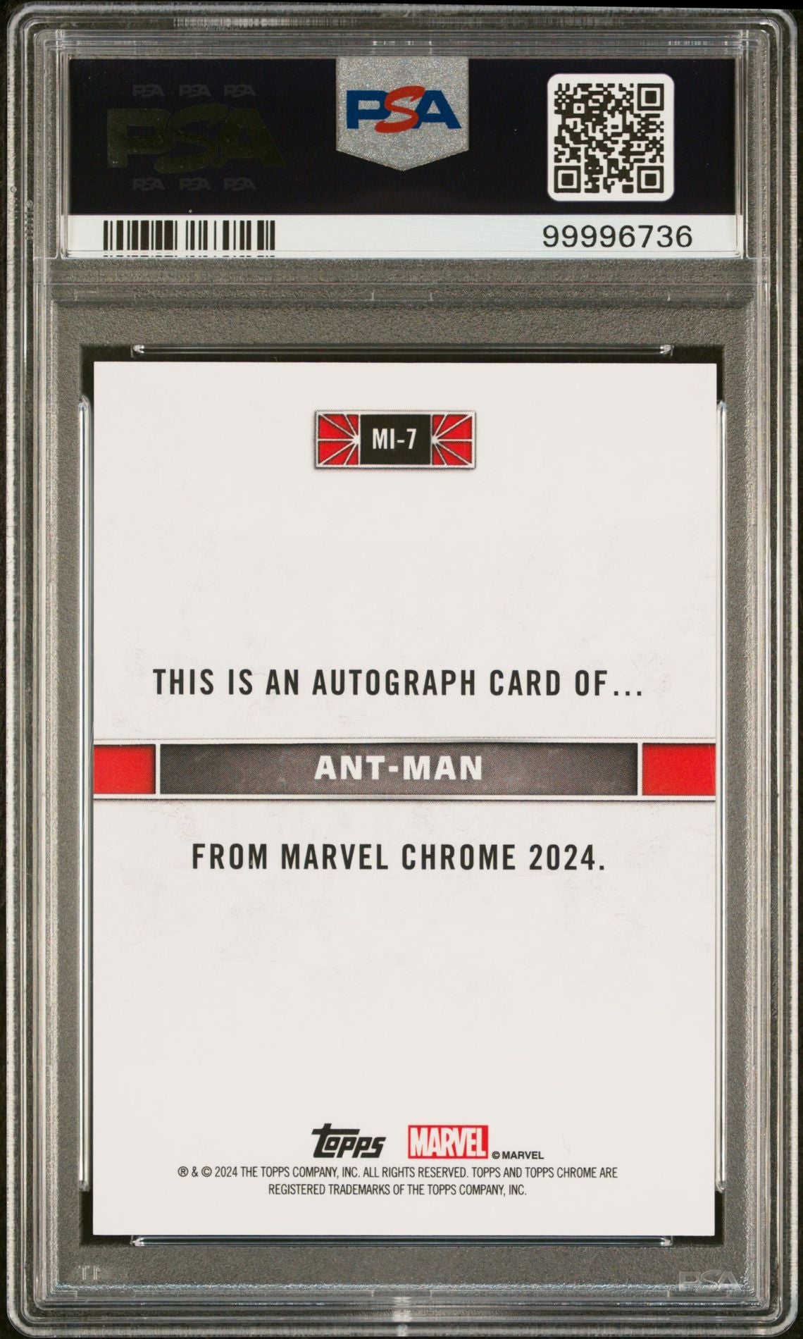 2024 Topps Chrome MI Auto Ant-Man #MI7 /39 PSA 9