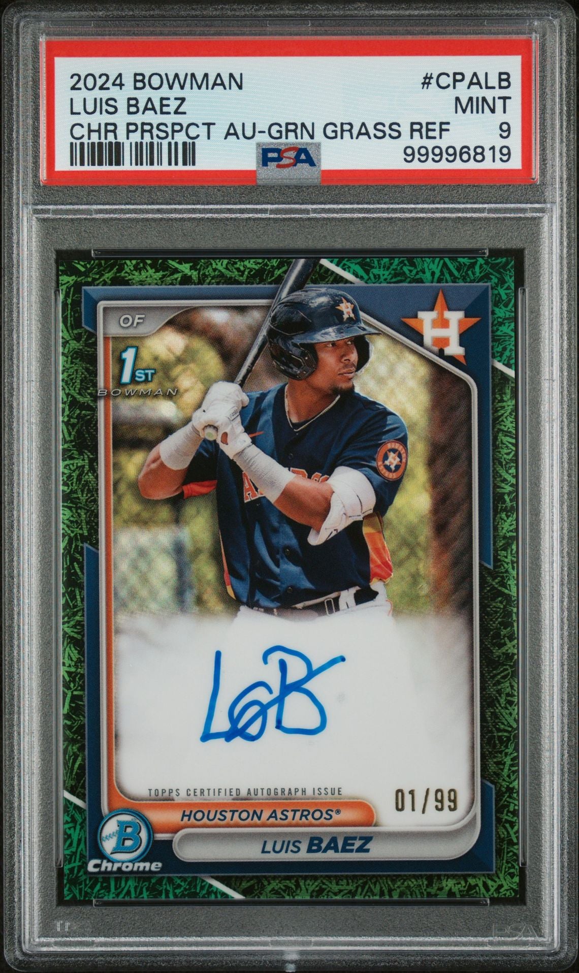 2024 Bowman Chrome Grass Luis Baez #CPALB Auto /99 PSA 9