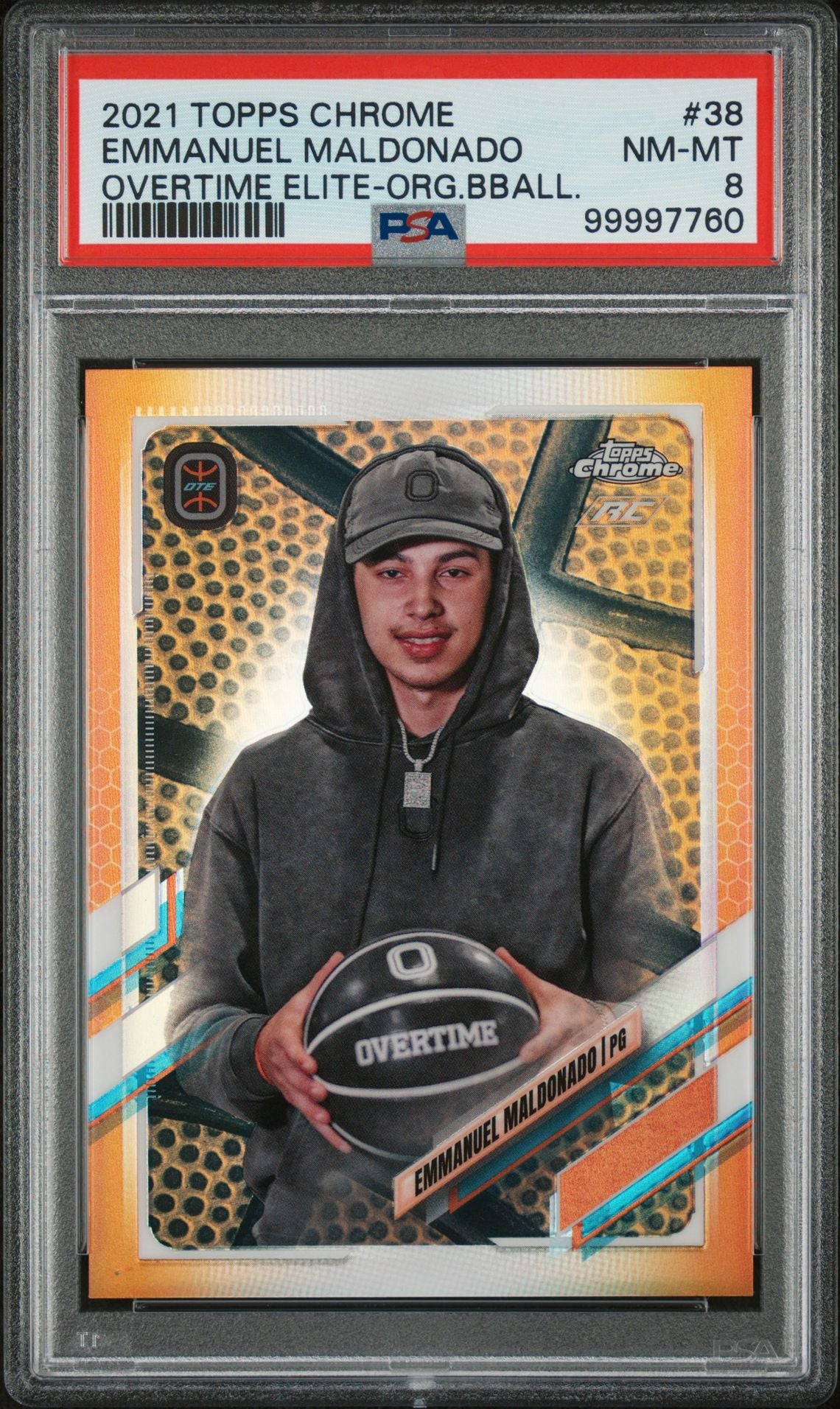 2021 Topps Chrome Overtime Elite #38 Emmanuel Maldonado Org.Bball. PSA 8
