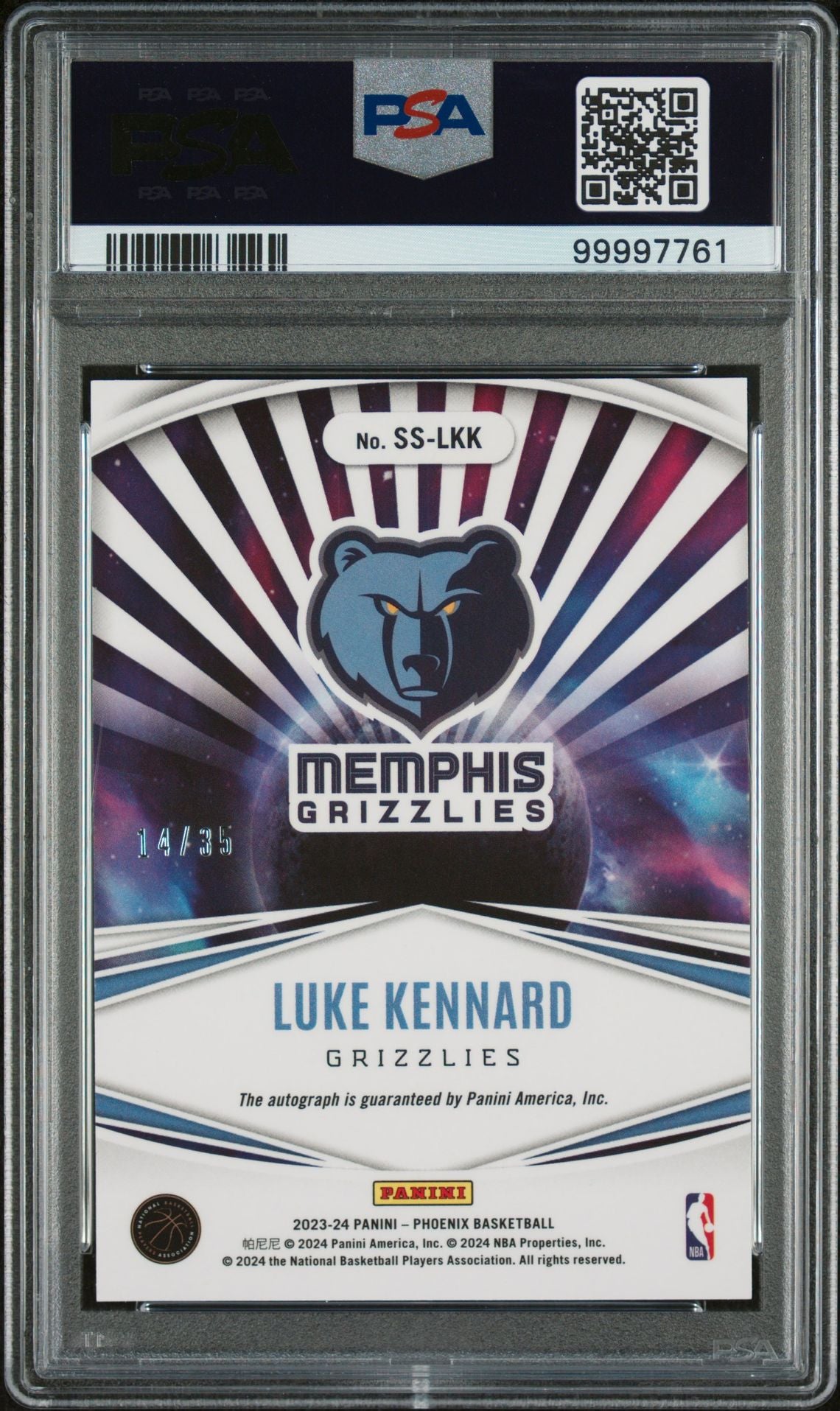 2023 Panini Phoenix Stellar Signatures #SSLKK Luke Kennard Stellar Signature-Yellow PSA 9