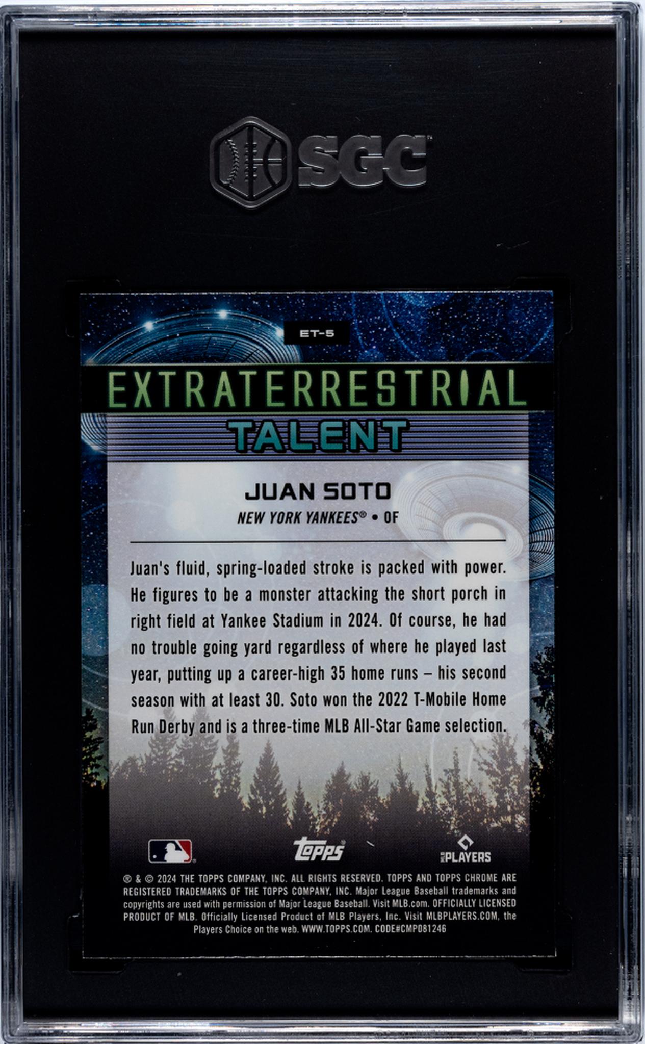 2024 Topps Cosmic Chrome Extraterrestrial Talent Juan Soto #ET-5 SGC 10