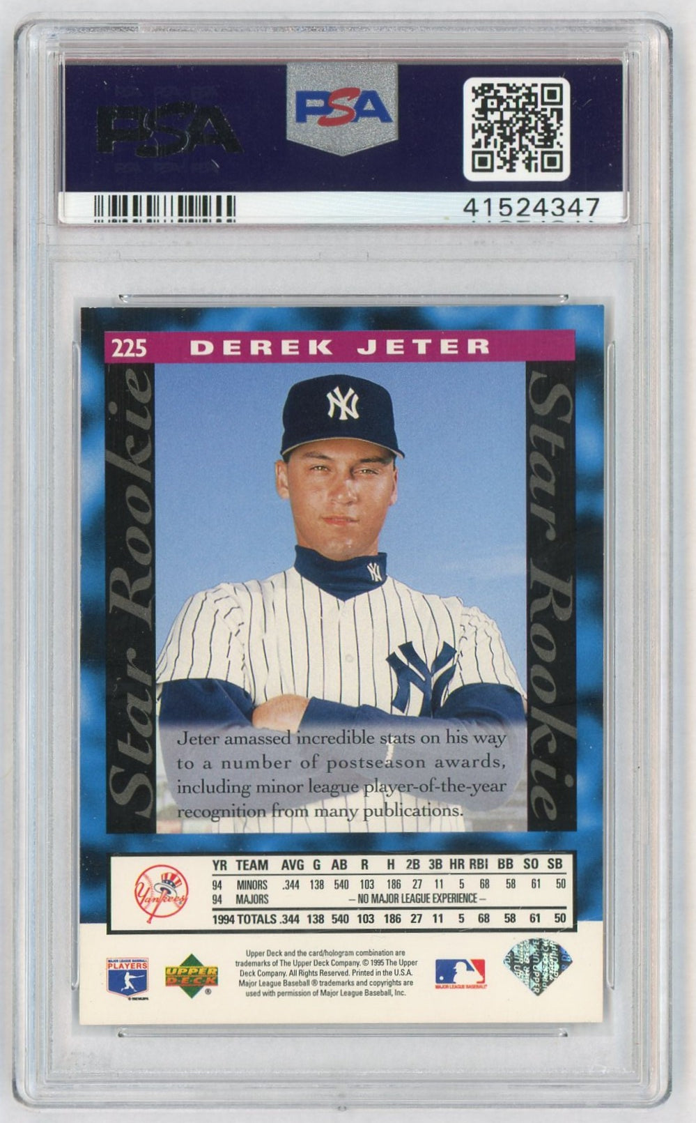 1995 Upper Deck Derek Jeter #225 PSA 8