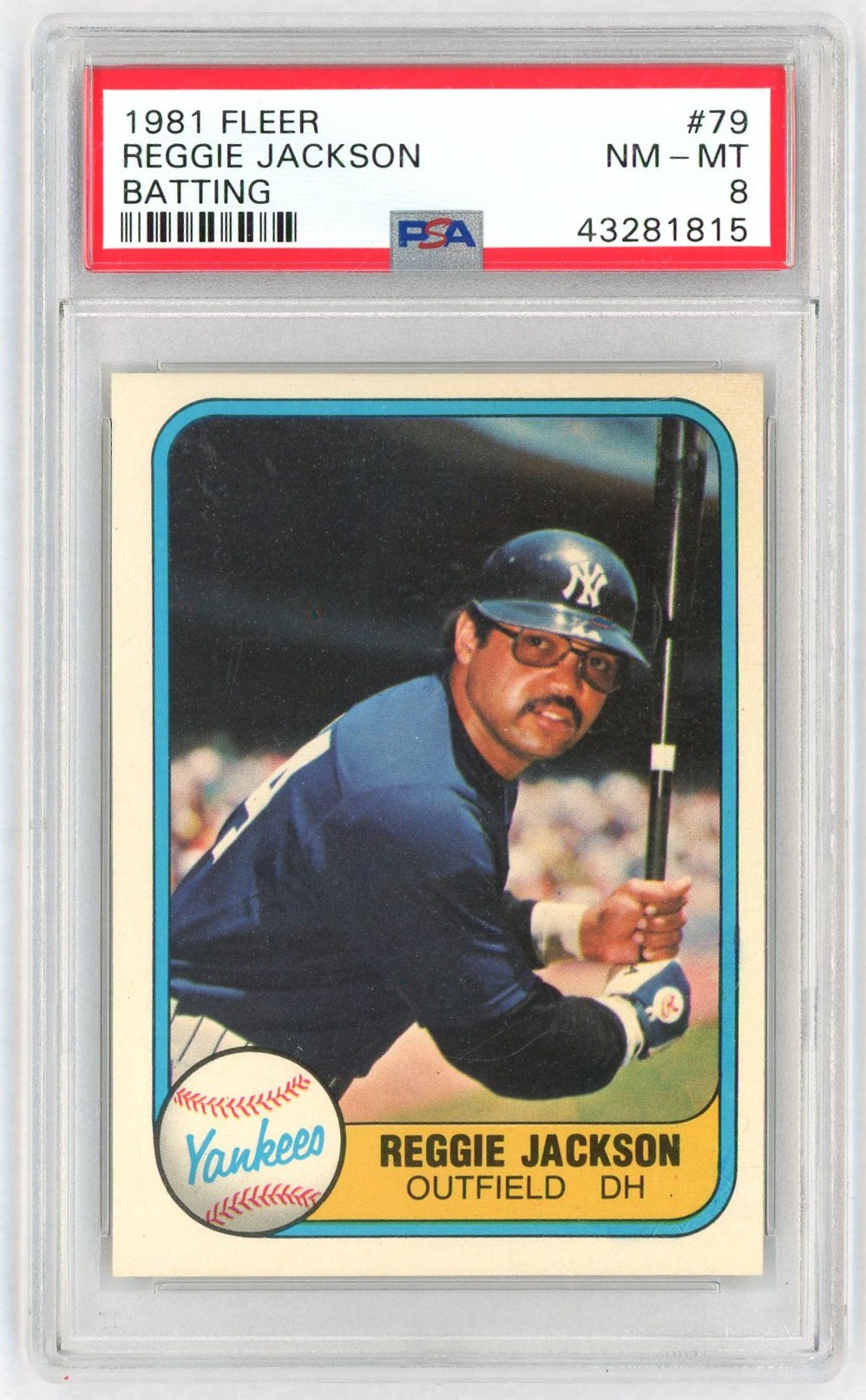 1981 Fleer Batting Reggie Jackson #79A PSA 8