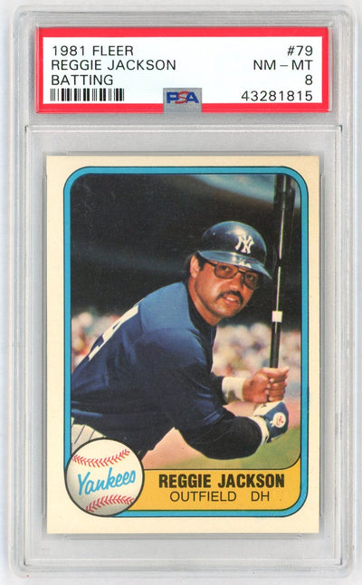 1981 Fleer Batting Reggie Jackson #79A PSA 8