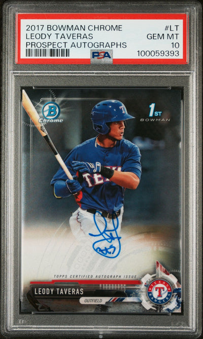 2017 Bowman Chrome Prospect Autograph Leody Taveras #CPALT PSA 10
