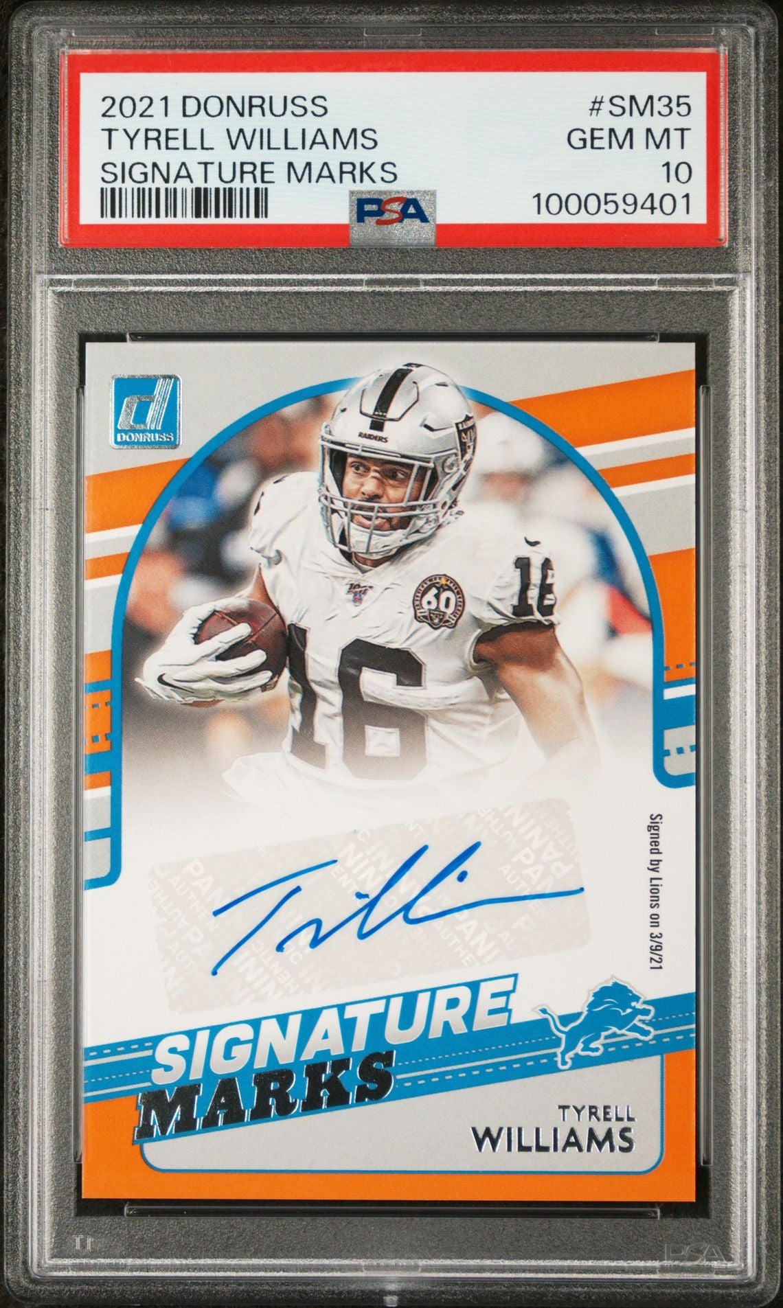 2021 Donruss Signature Marks Tyrell Williams #SM35 Auto PSA 10