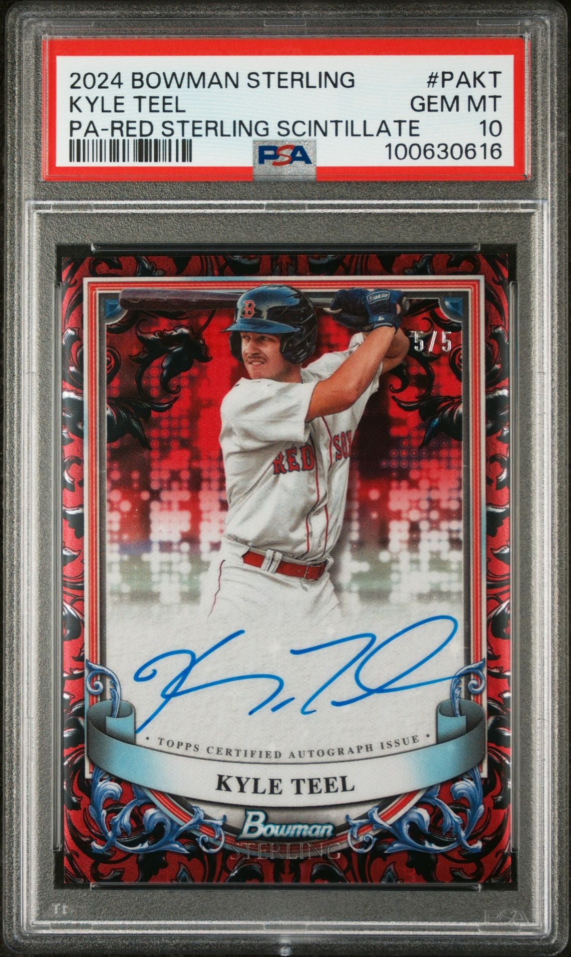 2024 Bowman Sterling Red Kyle Teel #PA-KT Auto /5 PSA 10