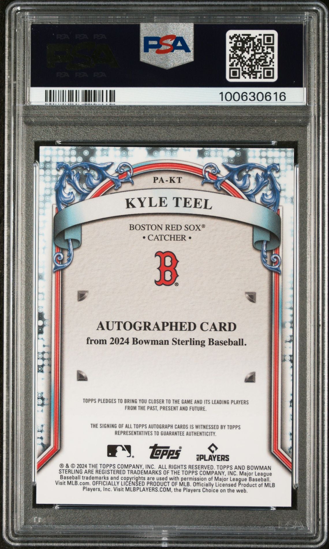 2024 Bowman Sterling Red Kyle Teel #PA-KT Auto /5 PSA 10