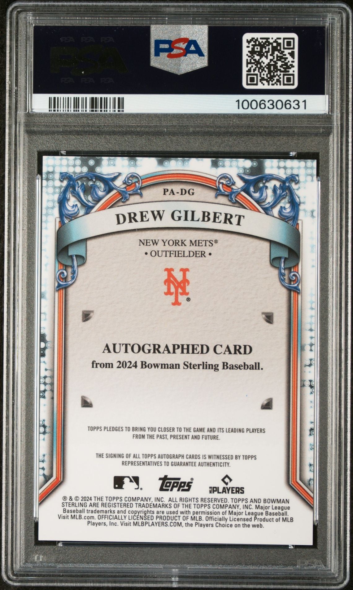 2024 Bowman Sterling Drew Gilbert #PADG Auto PSA 10