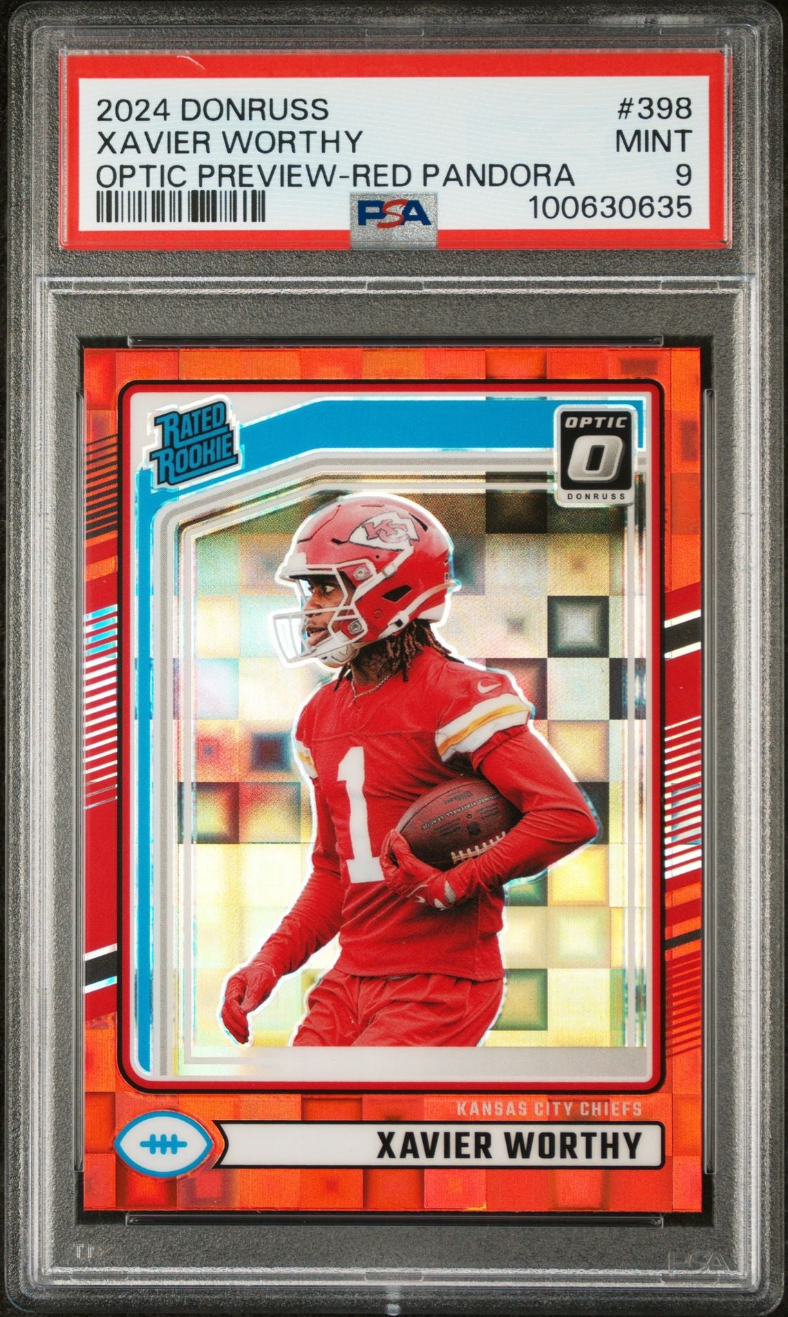 2024 Donruss Optic Preview Red Xavier Worthy #398 RC PSA 9