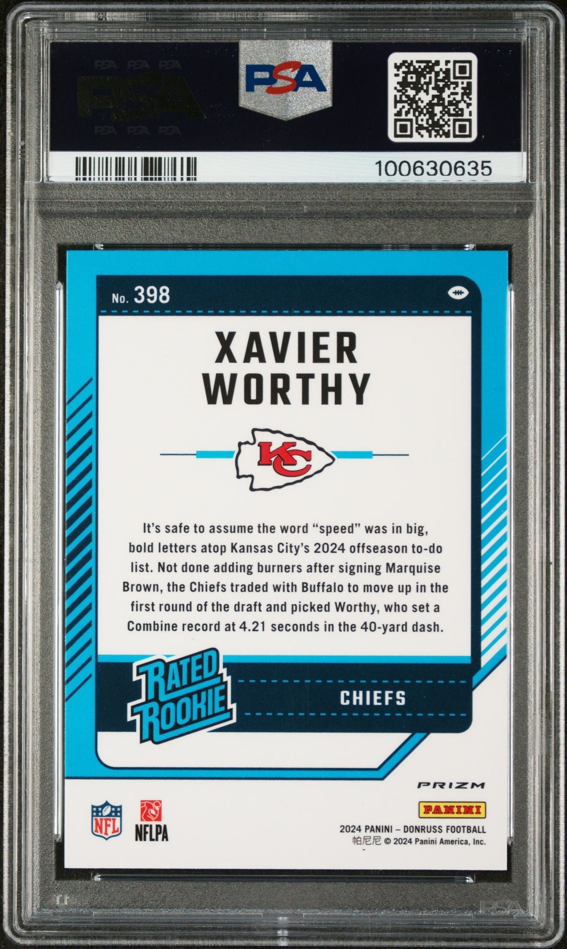 2024 Donruss Optic Preview Red Xavier Worthy #398 RC PSA 9
