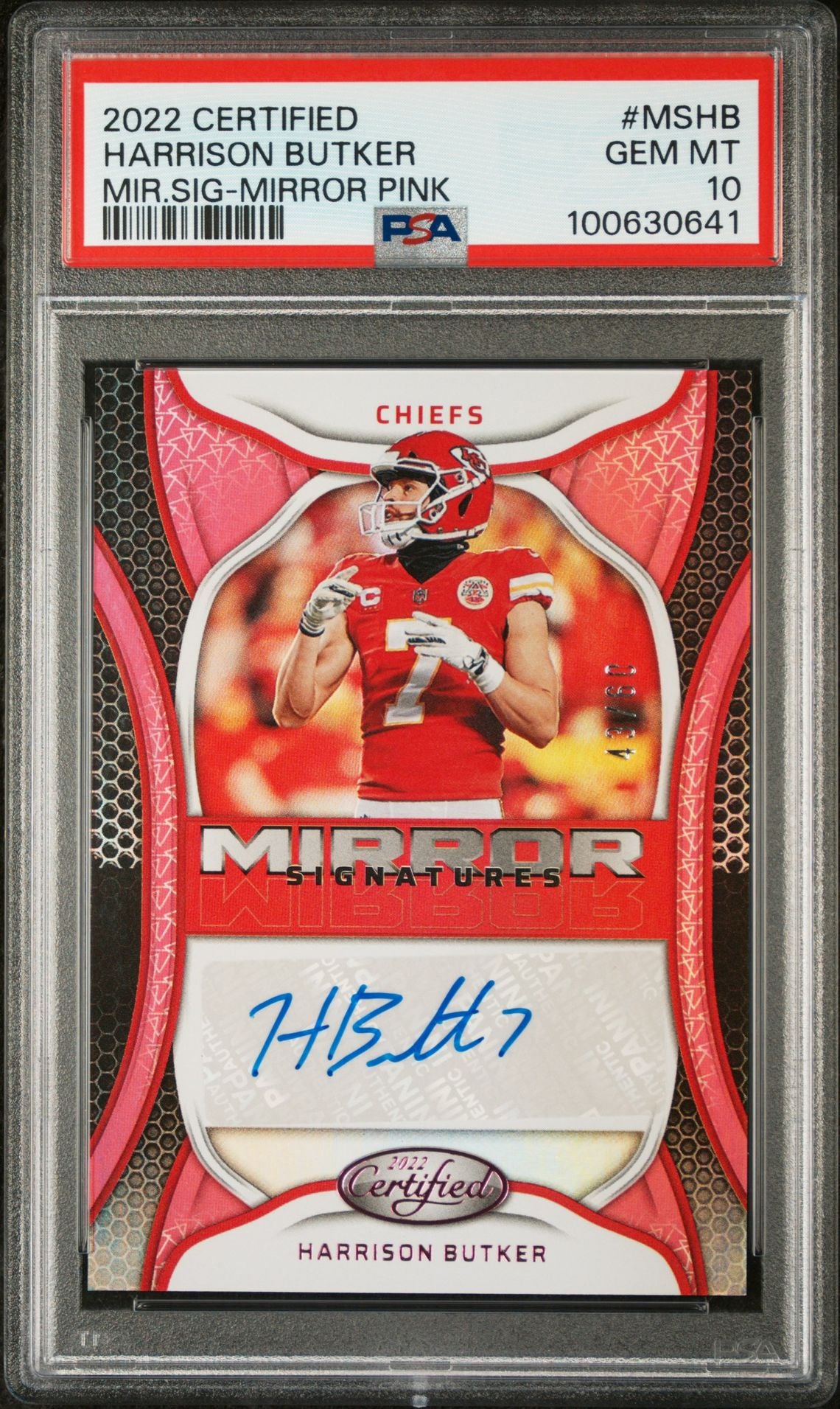 2022 Panini Certified Mirror Pink Harrison Butker #MS-HB Auto PSA 10