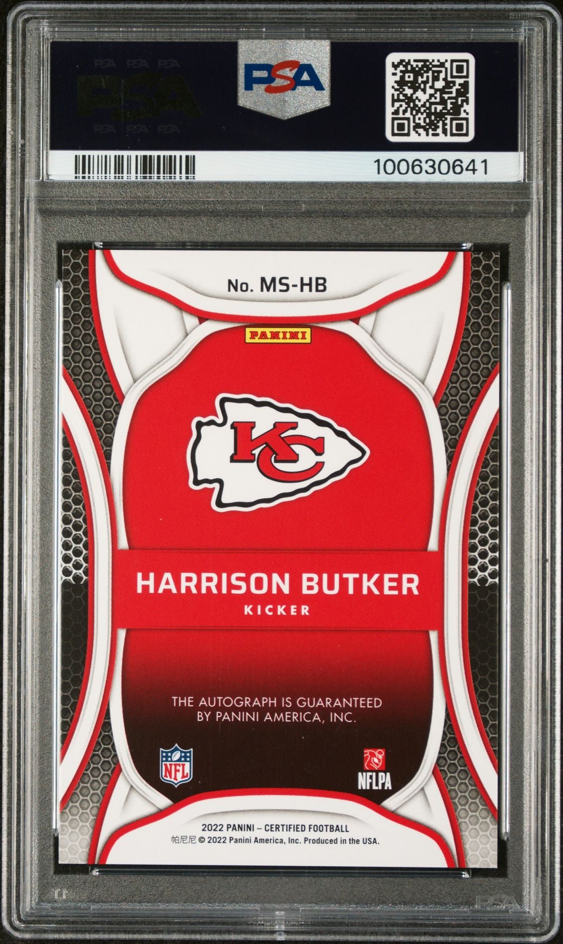 2022 Panini Certified Mirror Pink Harrison Butker #MS-HB Auto PSA 10