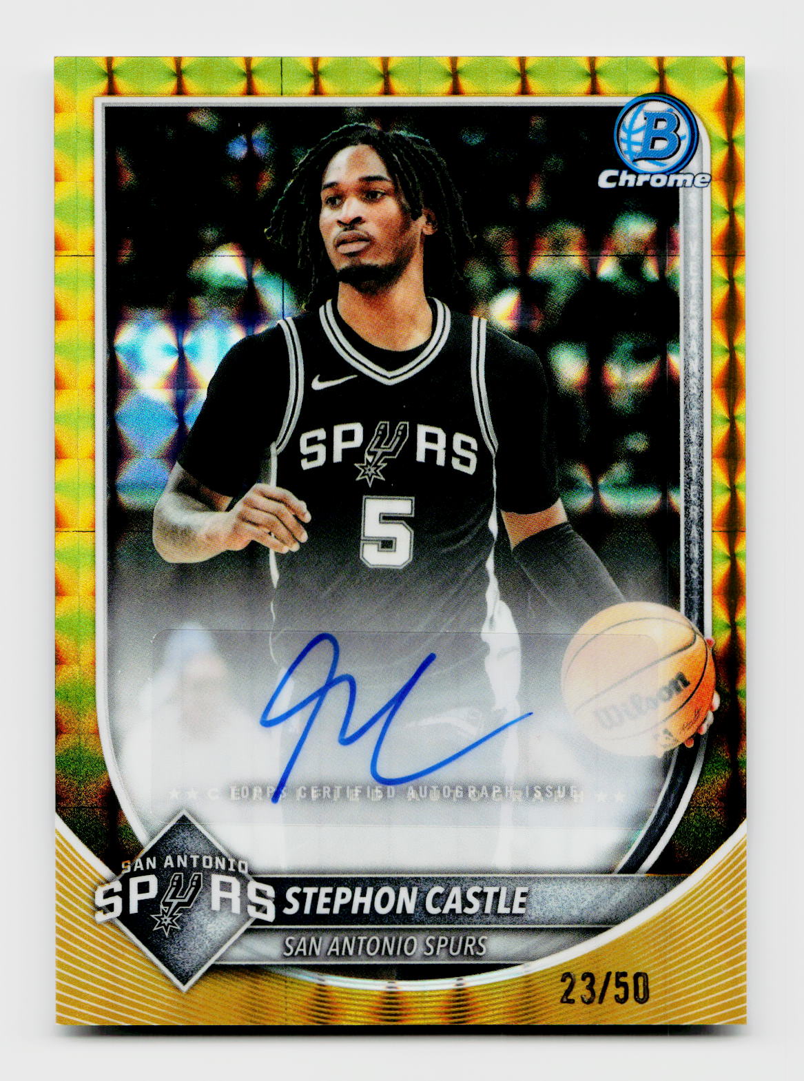 2025-26 Bowman Chrome Stephon Castle Gold Geometric Refractor Auto /50