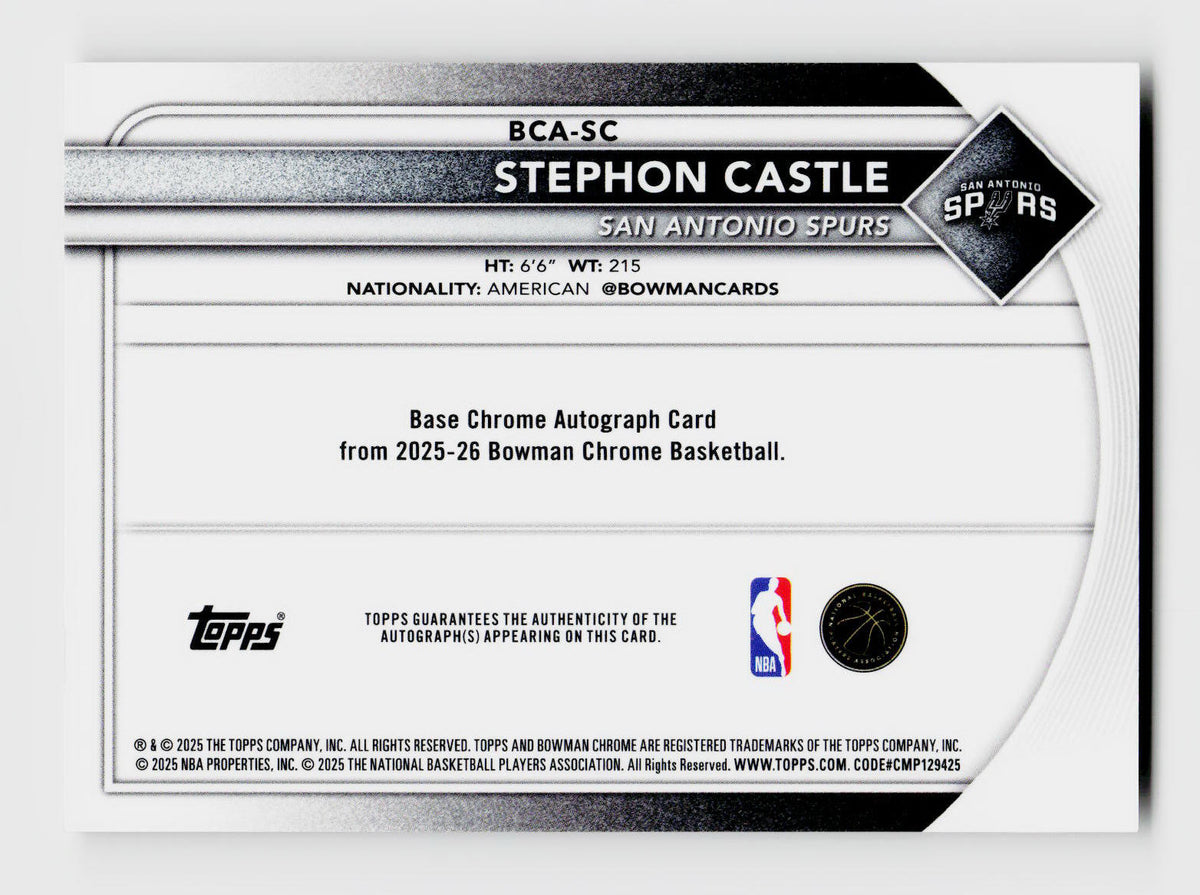 2025-26 Bowman Chrome Stephon Castle Gold Geometric Refractor Auto /50