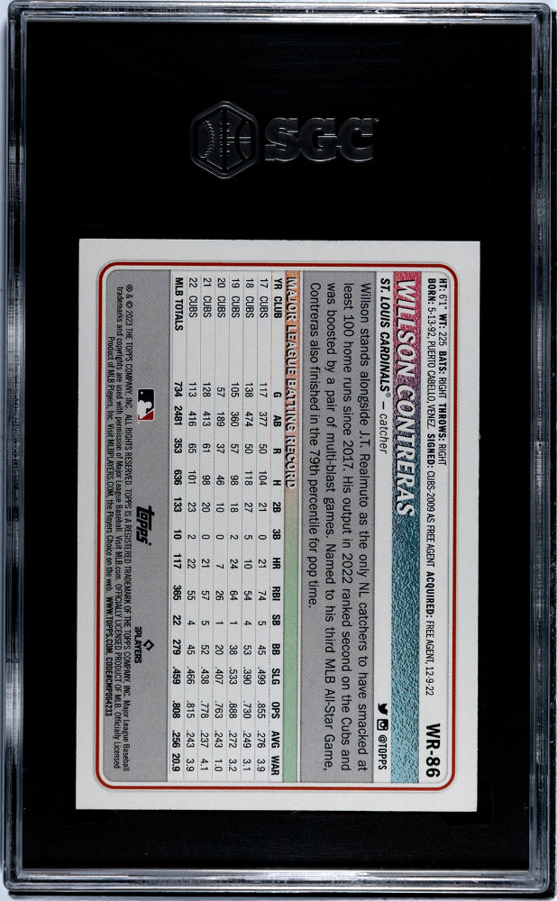 2023 Topps Big League #WR-86 Willson Contreras Wrapper Redemption /75 SGC 7