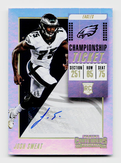 2018 Panini Contenders Josh Sweat #279 Rookie RC Championship Ticket Auto /49